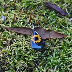 Beautiful Sterling Silver Pressed Sunflower Pendant - Small